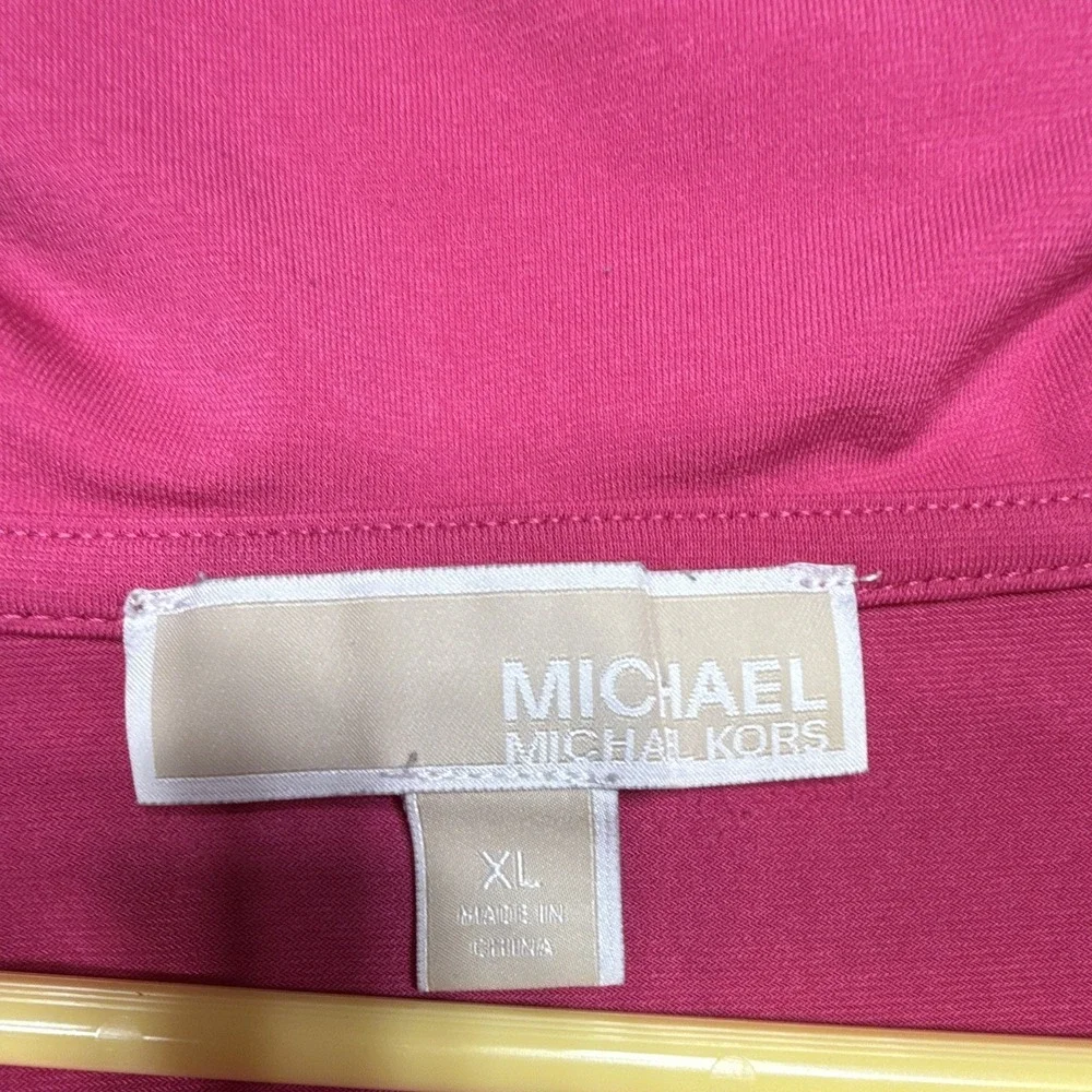 Michael Kors Pink Cowl Neck Zip Accent Knit Blouse XL Long Sleeve Stretch Top